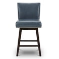 thumbnail image 2 of CHITA Swivel Faux Leather Upholstered Barstool, 26 inch, Navy Blue, 2 of 7