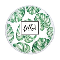 SDJMa Round Beach Towel Tropical Microfiber Beach Blanket Palm Leaves Large Roundie Lightweight Beach Towel for Kids Women Men Boy Girl, 60 Inches