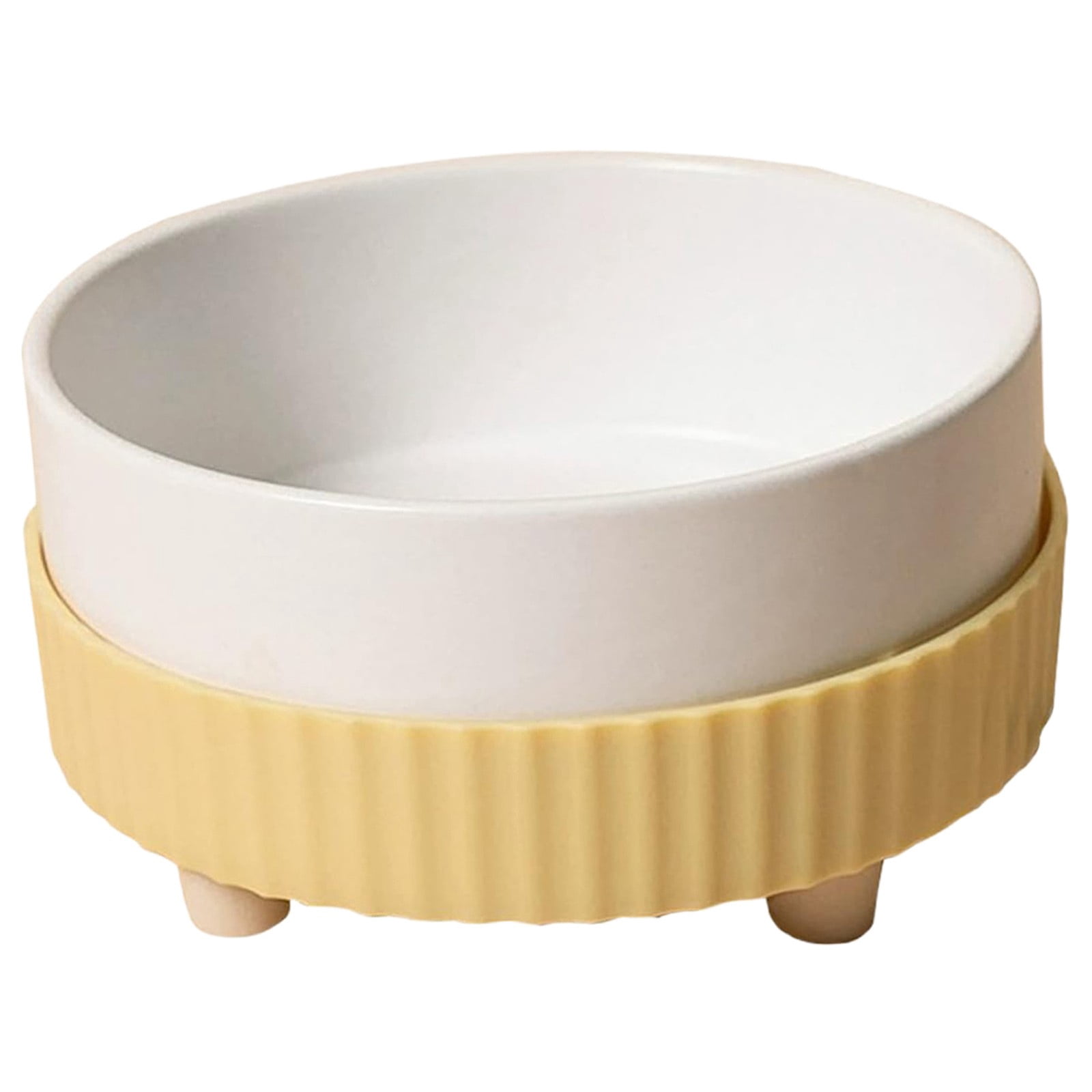 Kingtowag Heated Pet Water Bowl Ceramic 450ml USB 5V Yellow Base, Thermal Bowl for Dogs Cats Winter, 5.3inch 450ml USB Thermal Bowl Anti-Freezing, Heated Water Bowl
