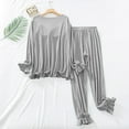 thumbnail image 5 of Besolor Women's Cute Pajamas 2 Piece Outfits Casual Soft Lace Ruffle Long Sleeve Tops and Pants Set Sleepwear Pjs, 5 of 9