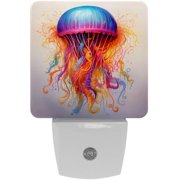 Jellyfish LED Square Night Lights - Bright, Energy-Efficient Luminaires for Tranquil Nights - Set of 2, 200 Characters