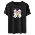 thumbnail image 4 of Zedker Easter Shirts for Women Fashion Egg Printed Casual Short Sleeve Round Neck T Shirt Tops Black L, 4 of 6