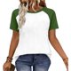 thumbnail image 5 of Camisetas de manga corta de verano para mujeres Moda de manga de raglan Color bloqueado cuello redondo Blusa casual Camisetas de manga corta de mujer Casual, 5 of 7