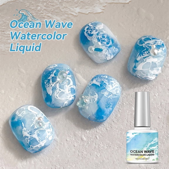 Wave Gel Polish 10ML for Nail Art, Watercolor Effect Gel with Textured Hollow Finish, Flowing Wave Nail Gel for Beach-Themed Designs, DIY Manicure and Salon Nail Art