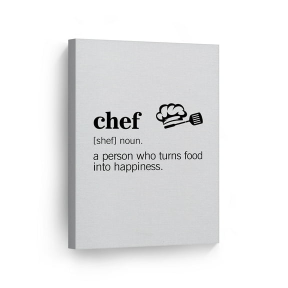 Smile Art Design Noun Dictionary Definition of Chef Funny Quote Kitchen Canvas Wall Art Print Restaurant Cafe Dining Room Farmhouse Decor Modern Housewarming Gift 40x30