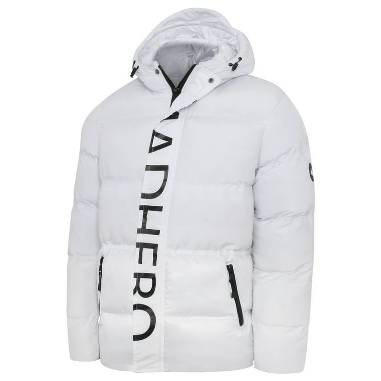 JUUYY Puffer Jacket Men Lightweight Packable Accent Puffer Jacket Letter Print Bubble Coat Thicken Warm Winter Coat Hood White S Walmart