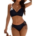 thumbnail image 2 of Minjewel Women's Bikini Two Piece Set with Swim Trunks,featuring Cutout Strap Details and Sexy Hollow Design,Summer Beachwear for Women,Black,L, 2 of 6