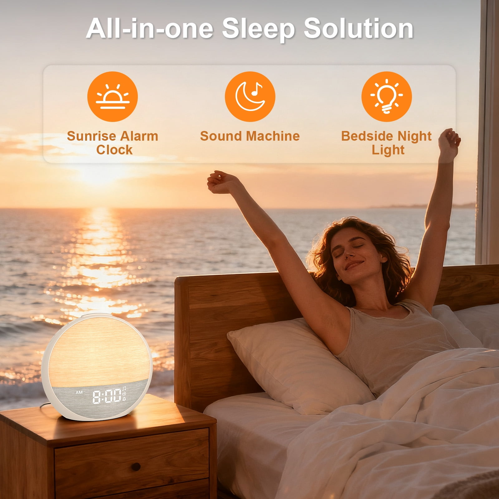 Sunrise Alarm Clock for Sleep Sound Machine for Adult with Night Light for Bedrooms