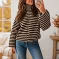 thumbnail image 5 of Striped Zip Up Cardigan Sweaters for Women Stand Collar Long Sleeve Loose Knit Jacket Casual Commuter Fall Winter Sweater Coat Gray S, 5 of 6