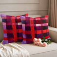 thumbnail image 3 of Pack of 2 Outdoor Pillow Covers 16x16 Inch Waterproof Red Purple Throw Pillow Covers,Decorative Couch Pillow Case Sham Striped Plaid Modern Abstract Oil Painting Patio Pillowcases Cushion Cover, 3 of 8
