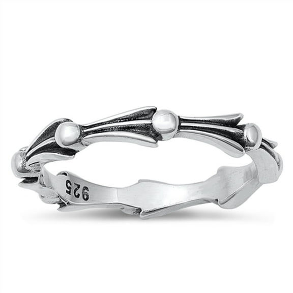 All in Stock Sterling Silver Beaded Designer Band Ring Size 6