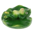 thumbnail image 3 of Ranas de resina flotando sobre hojas de loto para decorar estanques, fuentes y jardines., 3 of 9