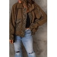 thumbnail image 2 of POGLIP Veste Sherpa à Poches pour Femmes à Patchwork Léopard, 2 of 6