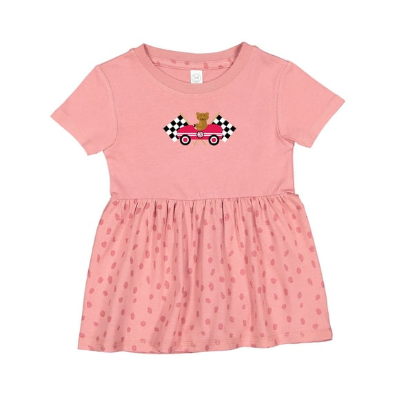 Inktastic Race Car Racing Bear Animal Girls Baby Dress