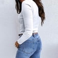 thumbnail image 7 of Compression Long Sleeve Shirts Womens Square Neck Basic Tops Y2K Street High Stretch Gym Club Daily White 2XL, 7 of 7