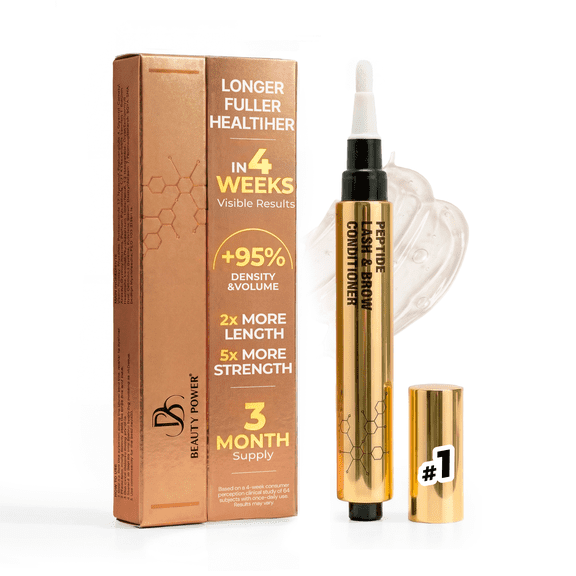 Beauty Power Eyelash Serum & Eyebrow Conditioner, 2-in-1 Lash and Brow Enhancer with Dual Peptides, 0.17 fl oz (5mL) - Gift Idea