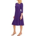 thumbnail image 6 of Uhndy Women's Dress 3/4 Sleeve Round Neck Swing Midi Dress Casual Loose T-Shirt Dress Purple XL, 6 of 6