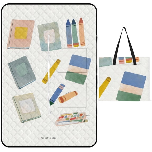 Colored Grid Geometry Waterproof Picnic Blanket with Foldable Zipper, Suitable for Outdoor Use, Suitable for Travel, Camping, Beaches, Parks, Grasslands, Picnic Blanket Accessories