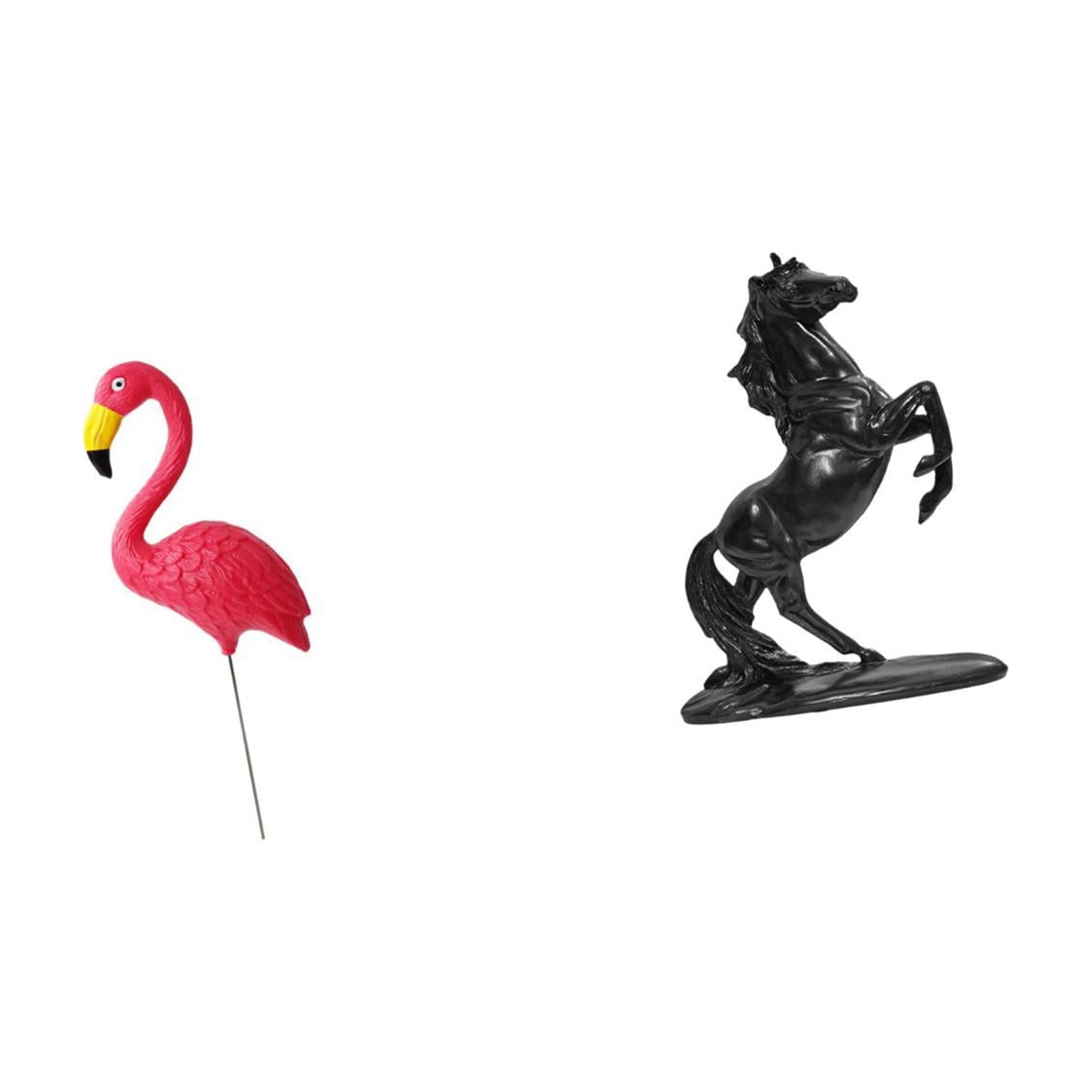 Miulika Flamingo Bird Fairy Garden Ornament and Horse Figurine Sculpture for Holiday Spring Landscape Bedroom Yard Art Accessories