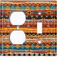 thumbnail image 4 of Metal Light Switch Plate Cover Ethnic Aztec Tribal Art Pattern Orange SFR058, 4 of 13