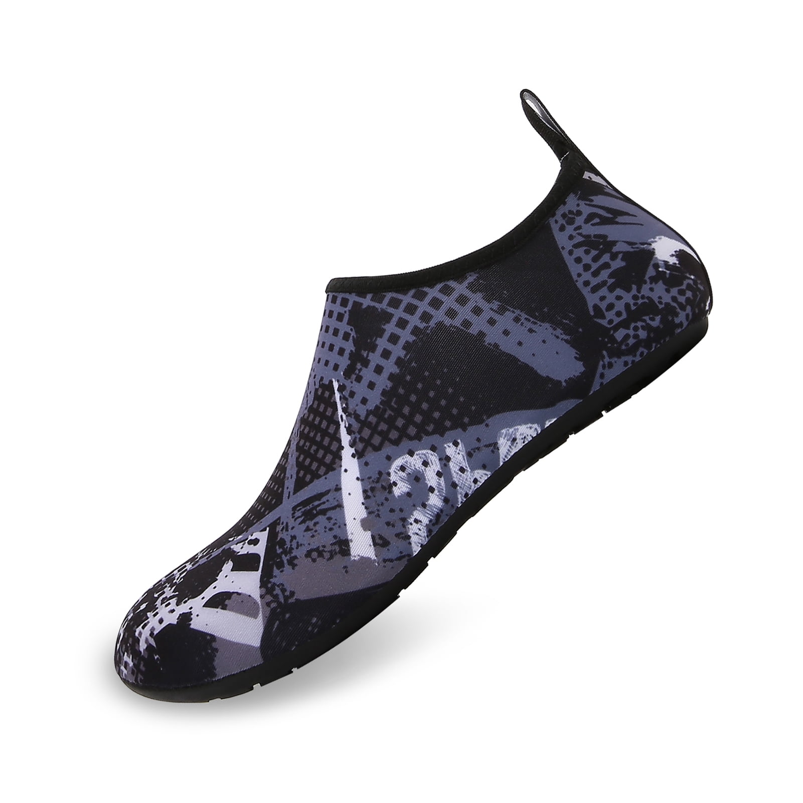 Men and Women a Slip On Barefoot Quick-Dry Beach Aqua Yoga Water Shoes (Monochrome Square/Black, 13-14 Women/10.5-11 Men)