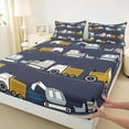 thumbnail image 3 of Castle Fairy Cartoon Truck 4 Pieces Queen Sheet Sets for Child,Car Theme Ultra Soft Flat Sheet,Construction Vehicles Queen Fitted Sheet,Lightweight Room Decor, 3 of 7