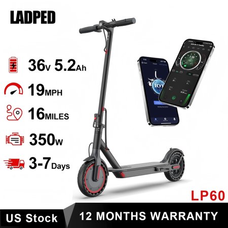 LP60 Electric Scooter with 350W Motor, 19 mph Top Speed, 8.5-Inch Tires, 16-Mile Range, and Smart App Control