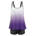 thumbnail image 3 of Women Plus Size Two Piece Tankini Swimsuit Tummy Control Bathing Suits Blouson Tankini Top with Boy Shorts, 3 of 7