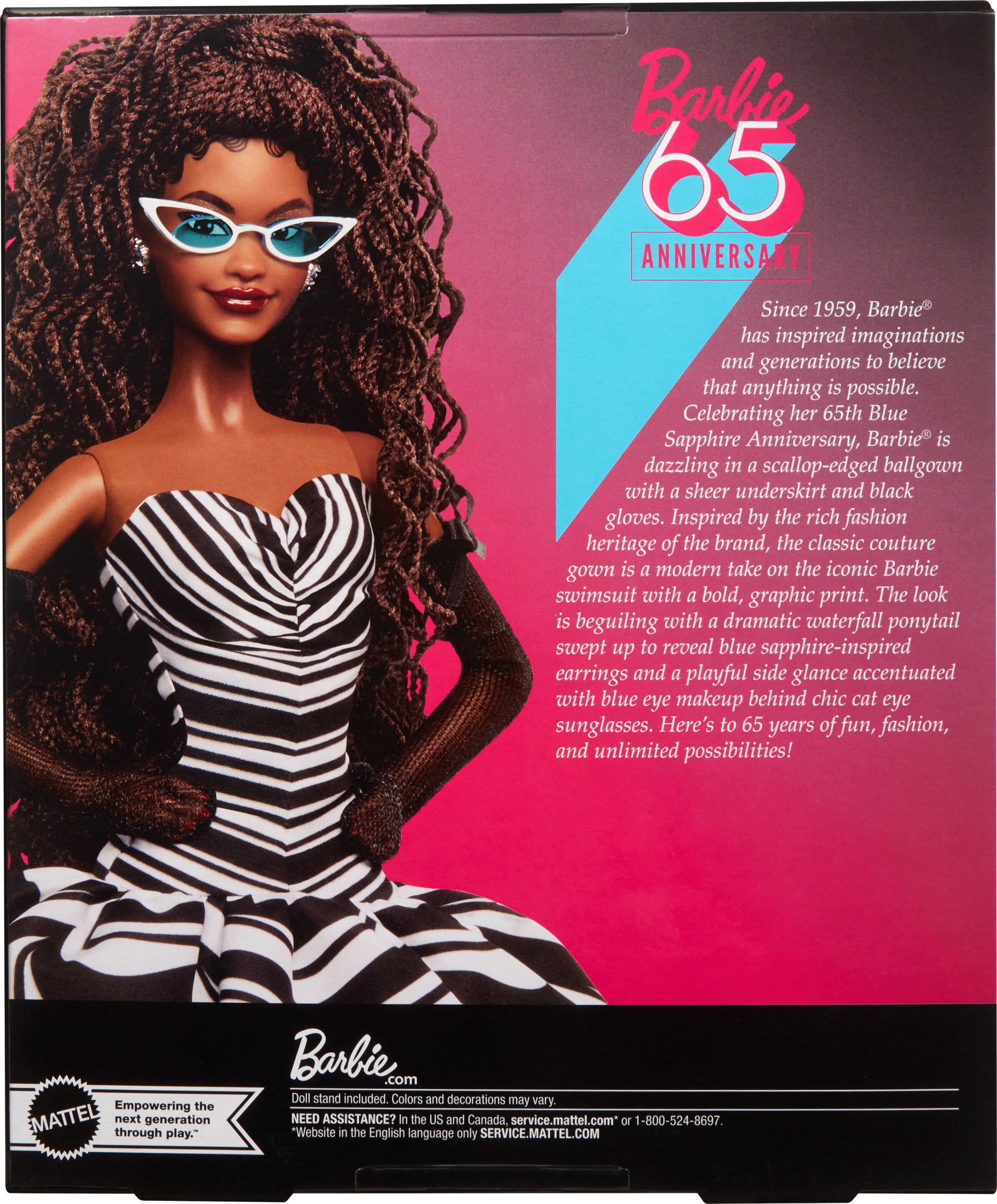 Barbie Signature 65th Anniversary Collectible Doll with Brown Hair and Black and White Gown