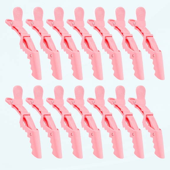 14 Pack Pink Alligator Hair Clips for Styling Sectioning Larger Salon Pro Hair Clips for Barber Clips for Hair Coloring, Cutting, Hair Styling Accessories