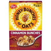 Post Honey Bunches of Oats Cinnamon Bunches Breakfast Cereal, Crunchy, 12 oz, Cardboard Box