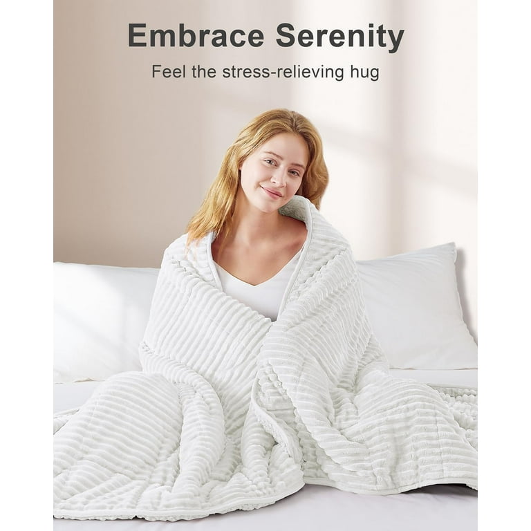 sleep in a hug Sherpa Fleece Adult Weighted Blanket with Ribbed