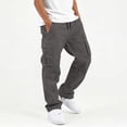 thumbnail image 2 of SERTG Boys Cargo Pants Elastic Waist Drawstring Loose Straight Leg Work Trousers with Pockets for Kids School Daily Wear Casual Sportswear Bottoms, 2 of 8