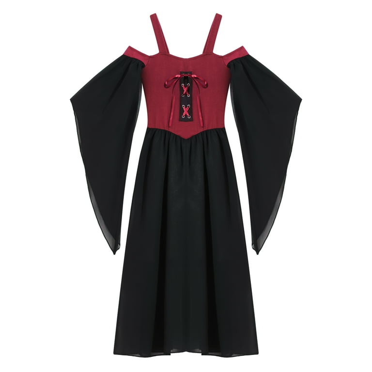 Girls Medieval Renaissance Dress - Vintage Gothic Maxi Costume For Halloween & Renaissance Festivals