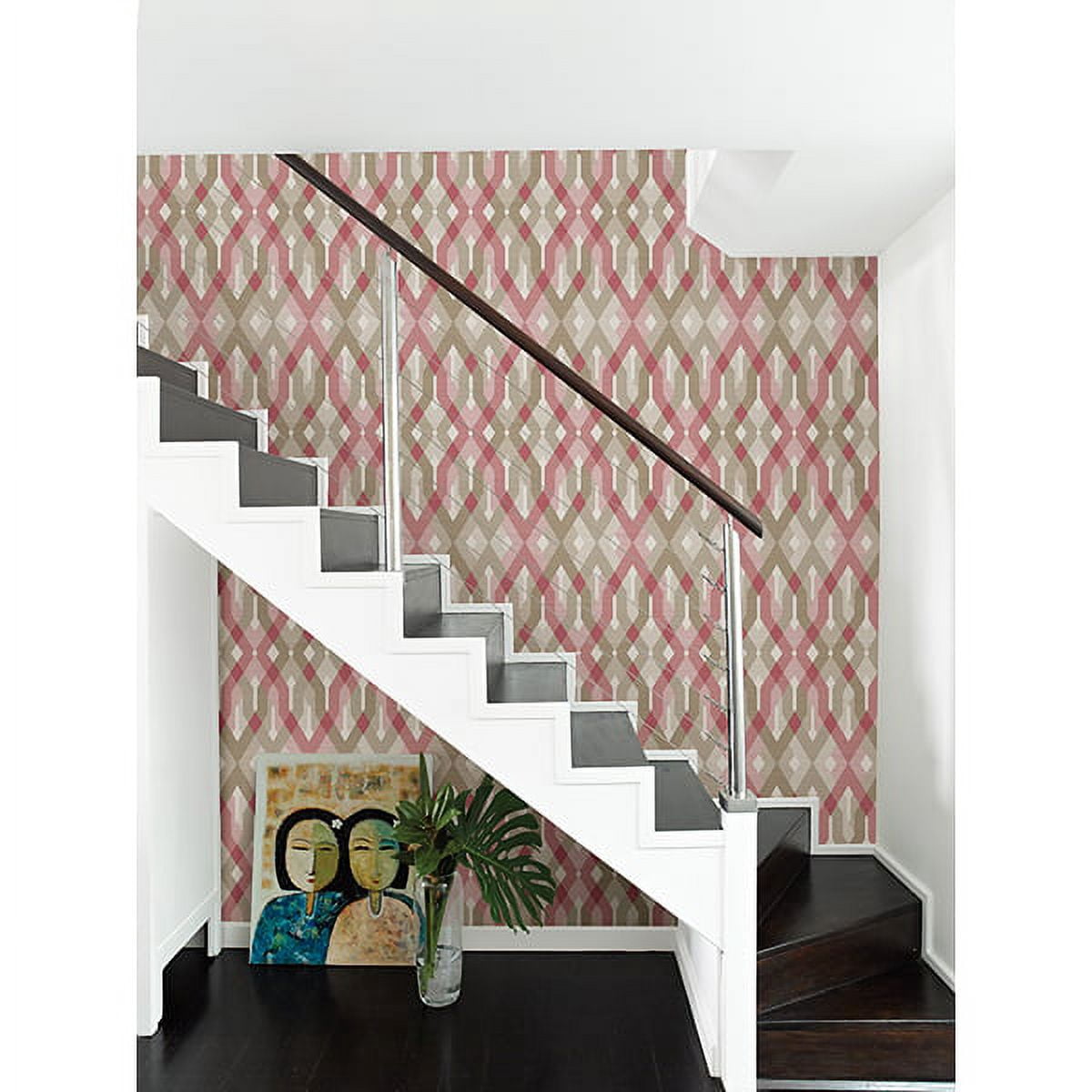 A-Street Prints Harbour Pink Geometric Wallpaper, 20.5-in by 33-ft, 56.4 sq. ft