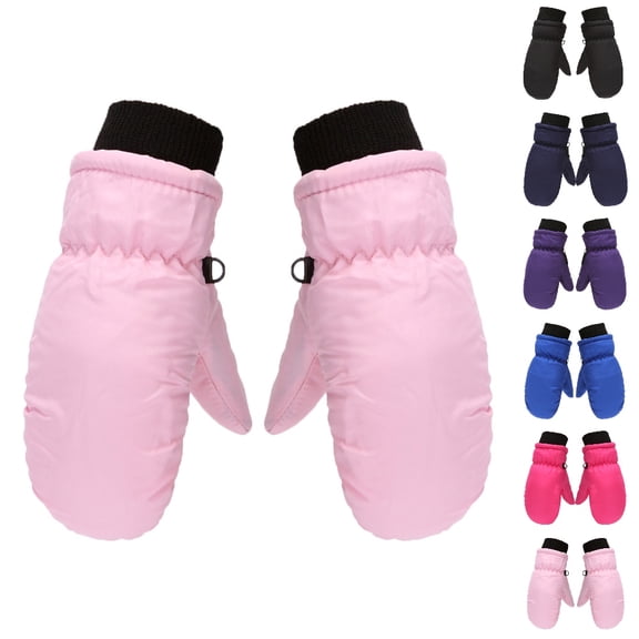 Bmisegm Kids Winter Snow Ski Gloves Windproof Outdoor Skating Snowboarding Boys Girls Winter Gloves Insulated Cold Weather Mittens Pink L
