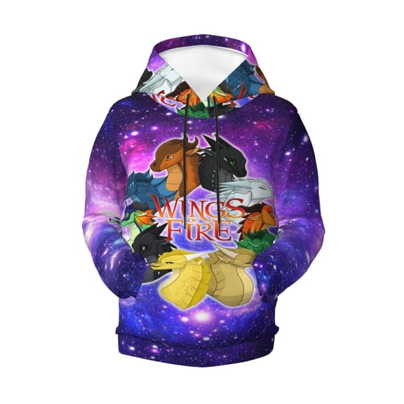 Boys Girls Wings Dragon Fire Pullover Hoodies 3D Print Novelty Colorful Kids Hoodie Sweatshirts With Pocket