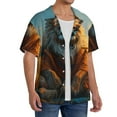 thumbnail image 2 of Pofeuu Prairie Meditating Lion Print Mens Casual Short Sleeve Shirts Beach Summer Spread Collar Pocket Tops Men's Casual Short-sleeved Shirt-4X-Large, 2 of 5