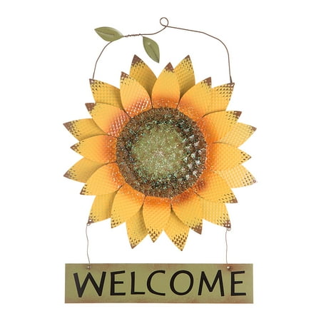 Sunflower Welcome Sign: Metal, 18 inches