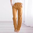 thumbnail image 2 of Erwazi Womens Casual Pants Straight Leg Drawstring Elastic High Waist Loose Comfy Trousers Lounge Pants with Pockets, 2 of 4