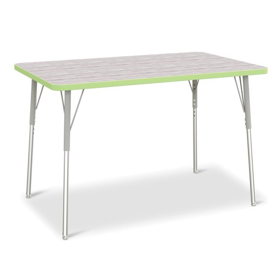 Rectangle Activity Table - 30" X 48", A-height - Driftwood Gray/Key Lime/Gray