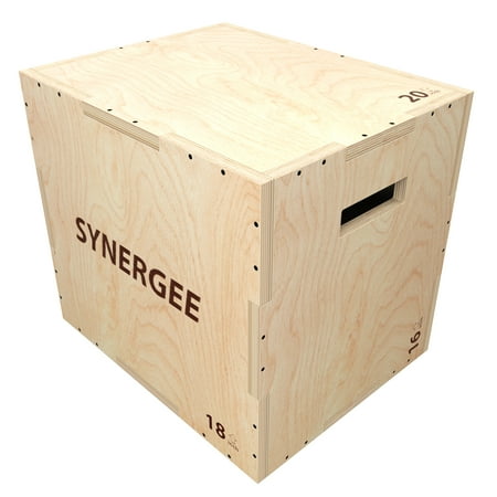 Synergee 3 in 1 Wood Plyometric Box for Jump Training and Conditioning 20/18/16