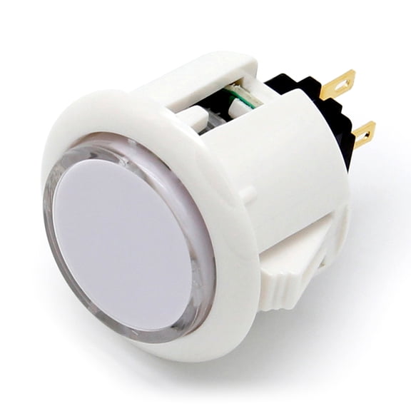 Inteprter Botón pulsador LED, botones basculantes duraderos, multiusos, diseño especial a la moda, Arcade Press, Gaming Arcades Entertainment Videojuegos y accesorios Blanco, luz blanca 24 mm
