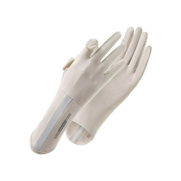 UV Protection Gloves Driving Women, Full Finger Sun Beige