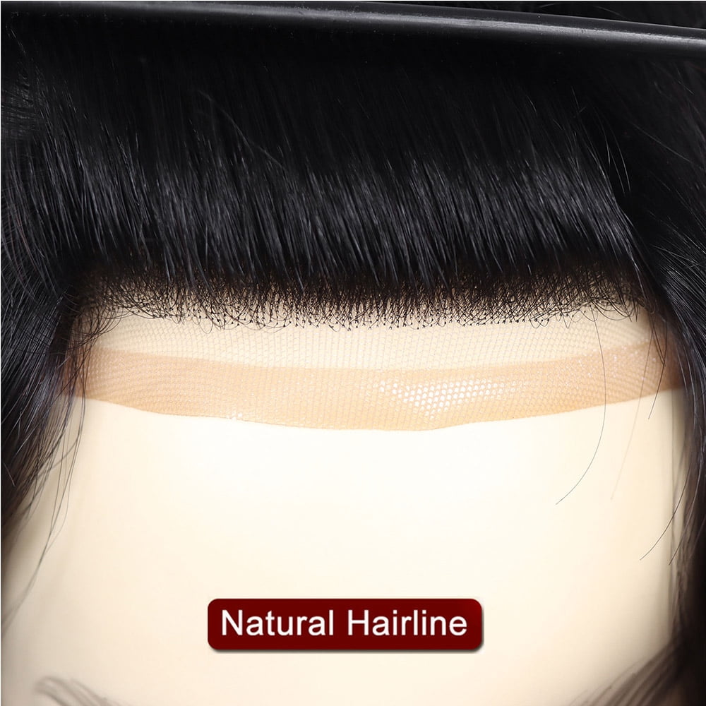 100% Human Hair Toupee for Mens Hair Capillary Prothesis Durable Mono Lace Male Wig Replacement System Hairpiece Unit 7x9inch