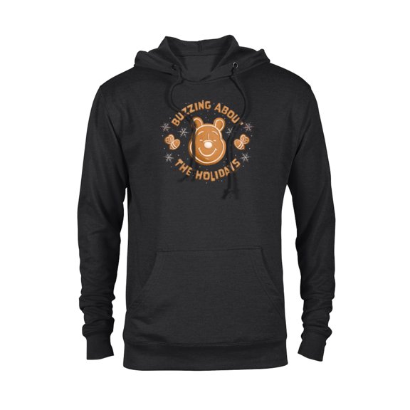 Disney Winnie the Pooh Gingerbread Buzzing About Holidays - Pullover Hoodie for Adults - Customized-Black
