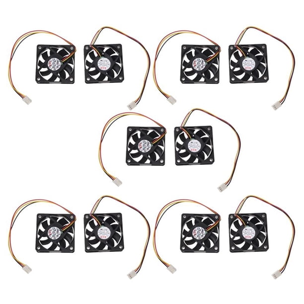 5piezas 60mm 6cm DC 12V 3 Ventilador de Enfriamiento Enfriador de CPU Caja de Computador Negro 2Pzs