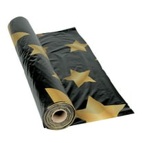 Black W/Gold Star Tablecloth Roll - Party Supplies - 1 Piece