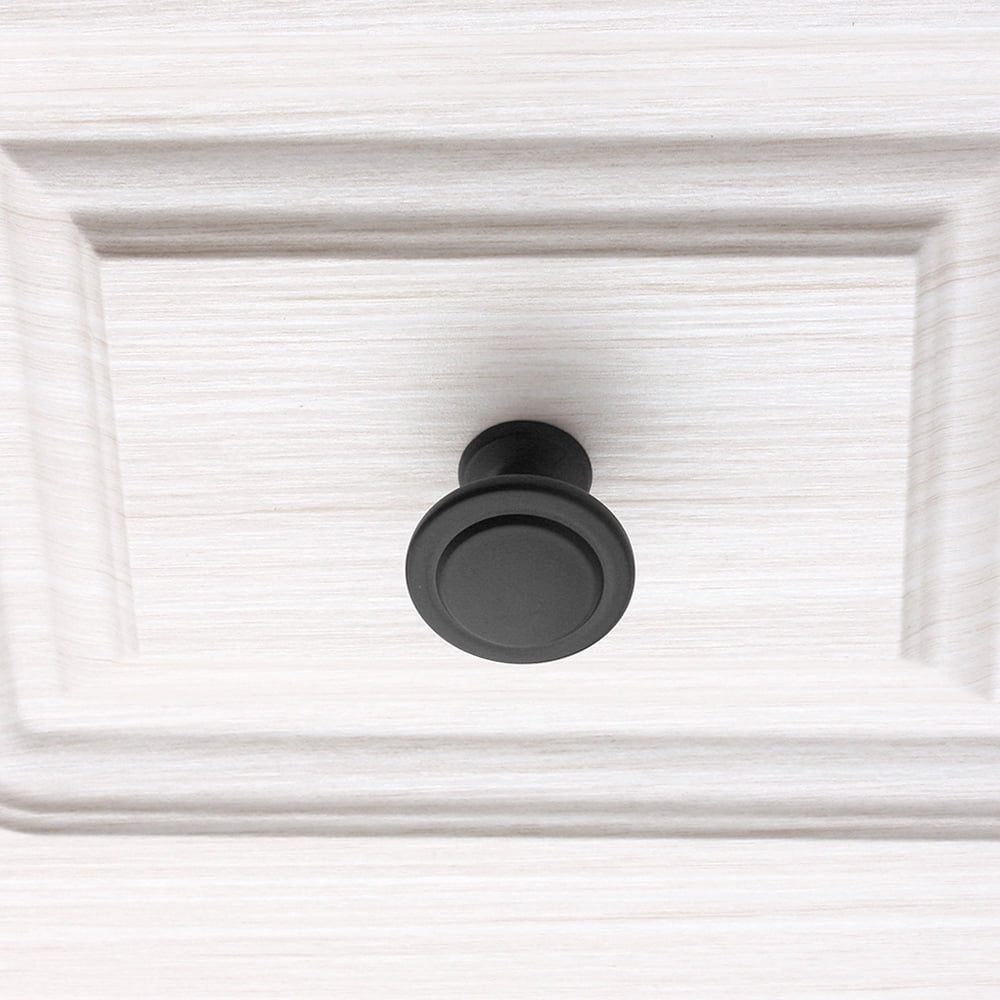 KOOFIZO 10 Pack Stepped Round Cabinet Knob - Black Pull Handle (Dia.31mm / 1.2 Inch)