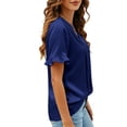thumbnail image 4 of Xuyuer Womens Dressy Casual Tops Ruffle Short Sleeve V Neck Shirts Elegant Business Work Blouse 2026, 4 of 8